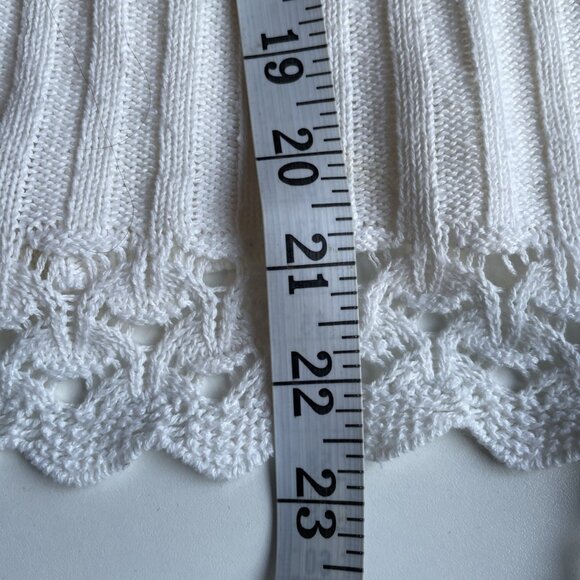 Two Roads Open Weave Ribbed Sweater Women's L Ivory Lightweight Scalloped Boho - Picture 8 of 8